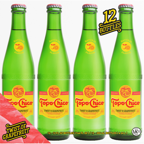 Topo Chico Mineral Water, Twist of Grapefruit, Carbonated, 12Pk