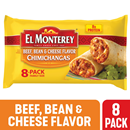 El Monterey Beef, Bean and Cheese Chimichangas, 8 Pk Family Size