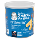 Gerber Snacks for Baby Lil Crunchies Baked Grain Vanilla Maple, 1.48 oz Canister