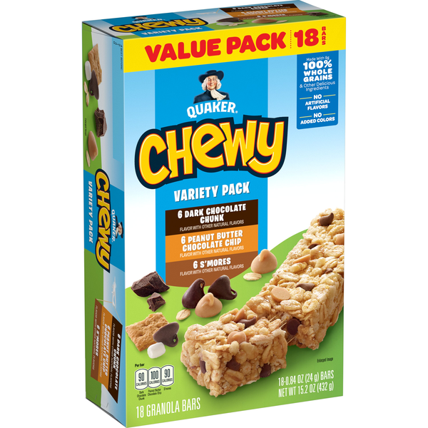 Quaker Chewy Granola Bars Variety Pack 18-0.84 oz Bars, Value Pack | Hy ...