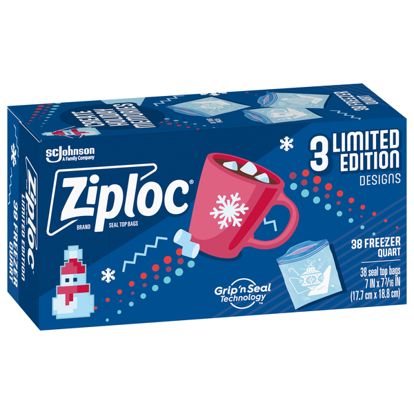 Ziploc Holiday Limited Edition Quart Freezer Seal Top Bags | Hy