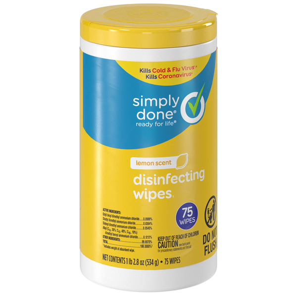 Simply Done Lemon Scent Disinfecting Wipes | Hy-Vee Aisles Online