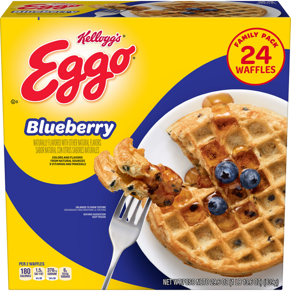 Kellogg S Eggo Blueberry Waffles 24 Ct Hy Vee Aisles Online Grocery Shopping