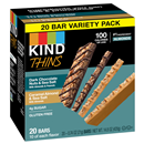 KIND Thins Dark Chocolate Nuts and Sea Salt & Caramel Almond and Sea Salt Bars 20-0.74 oz