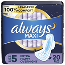 Always Maxi Pads Size 5 Extra Heavy Overnight with Wings