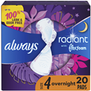 Always Radiant Pads, Size 4, Overnight Absorbency, Scented