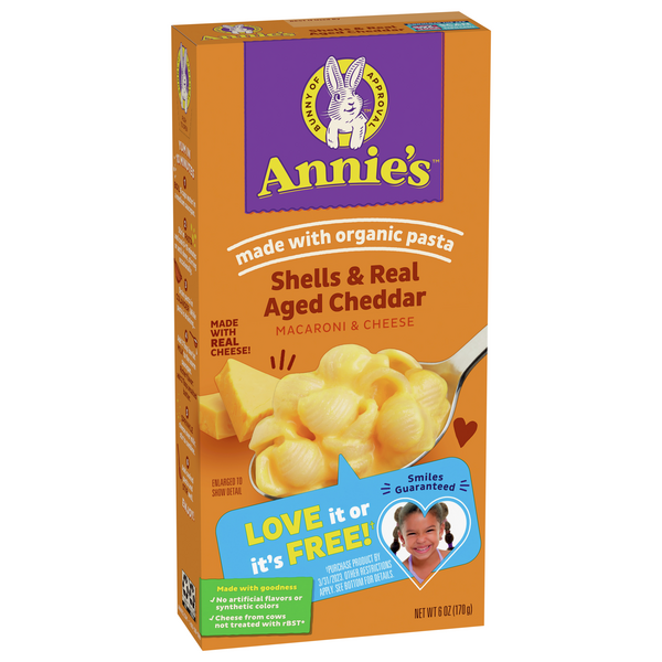 Annie's Shells & White Cheddar Sauce, 12 pk./6 oz.
