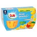 Dole Yellow Cling Diced Peaches In 100% Fruit Juice 4 Count