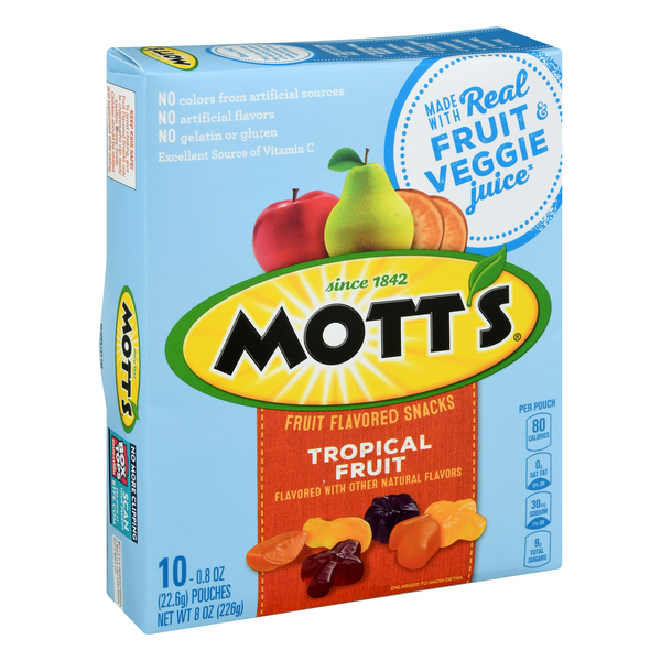 Mott's Tropical Fruit Fruit Flavored Snacks 10-0.8 oz Pouches | Hy