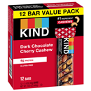 KIND Dark Chocolate Cherry Cashew Bars Value Pack 12-1.4 oz Bars