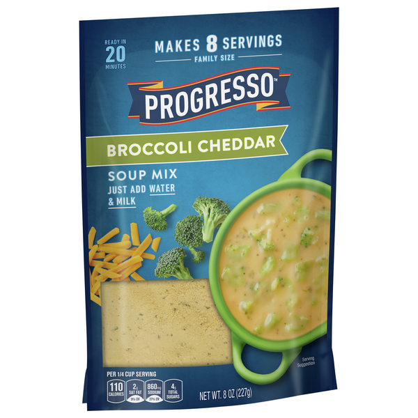 Progresso Broccoli Cheddar Soup Mix, Family Size, 8 servings, 8 oz