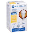 GE LED Soft White 3-Way Light Bulb, Classic Shape, 50/100/150W