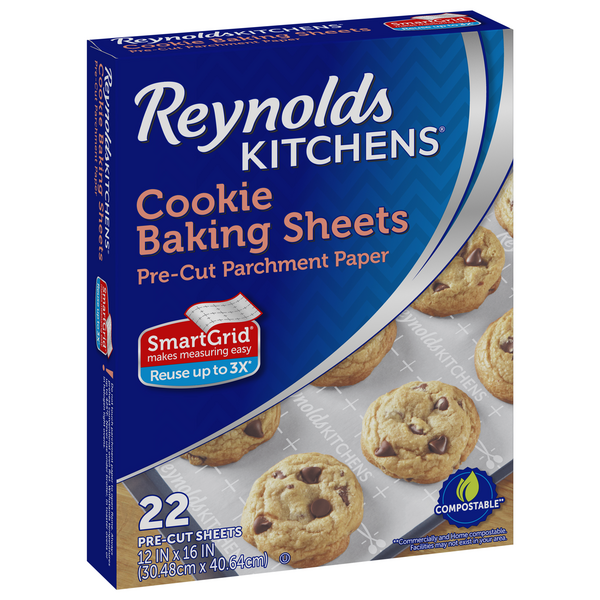 Reynolds Kitchens Cookie Baking Sheets, Pre-Cut Parchment Paper