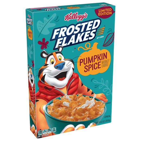 Kellogg's Frosted Flakes Cold Breakfast Cereal Pumpkin Spice, 10.6