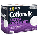 Cottonelle Toilet Paper, Ultra Comfort, 72 Mega Rolls, 2-Ply