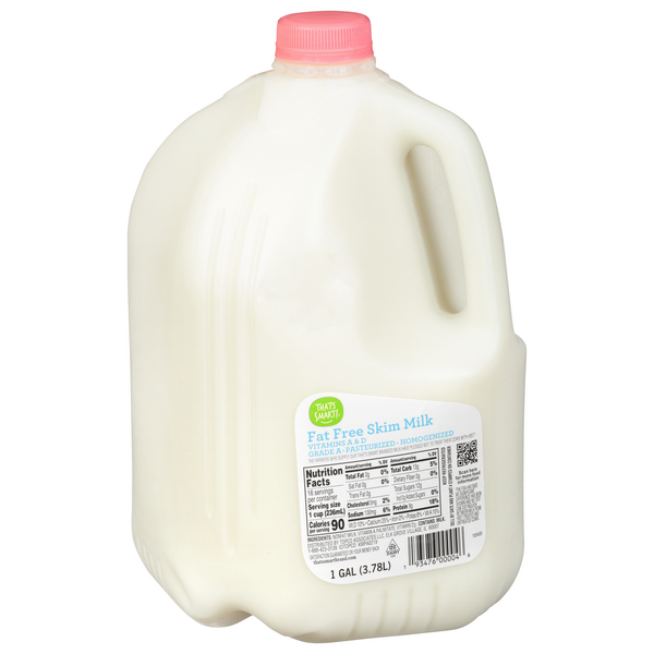 Great Value Milk Fat Free Gallon Plastic Jug