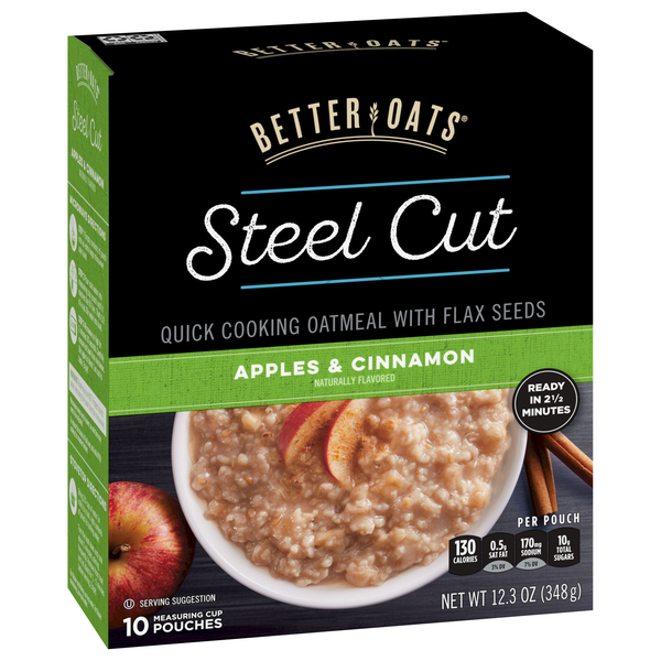 Better Oats Steel Cut Apple & Cinnamon Instant Oatmeal with