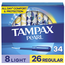 Tampax Pearl Tampons, Light/Regular Absorbency with LeakGuard, Duo Pack, Unscented