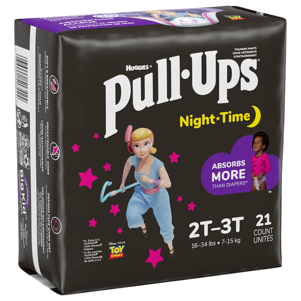 Pull-Ups Girls' Nighttime Potty Training Pants Training Underwear, 2T-3T,  21 Ct
