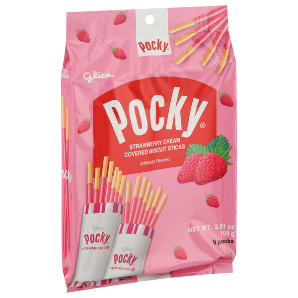 Pocky Strawberry Cream Covered Biscuit Sticks | Hy-Vee Aisles