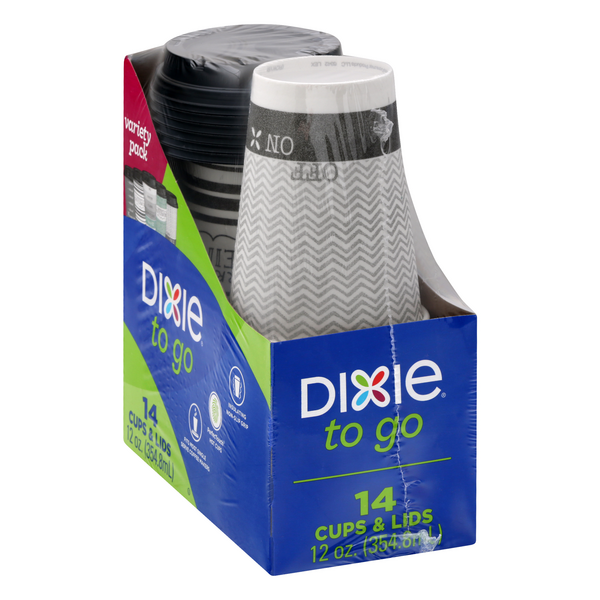 Dixie PerfecTouch Grab 'N Go 12 oz Paper Cups & Lids